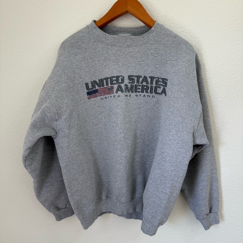 Vintage Light Gray United States of America Oversized Sweatshirt Unisex Size L